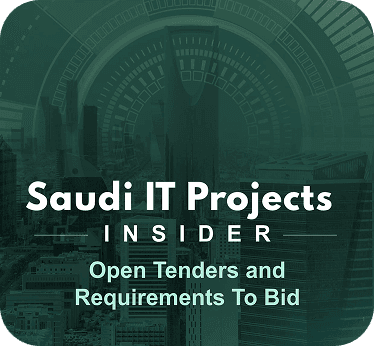 City with green overlay with text: Saudi IT Projects insider